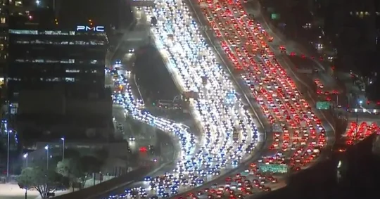 A traffic jam on a highway
