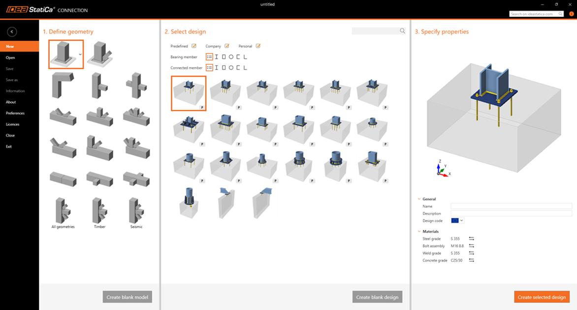 Faster connection design with templates and company sets