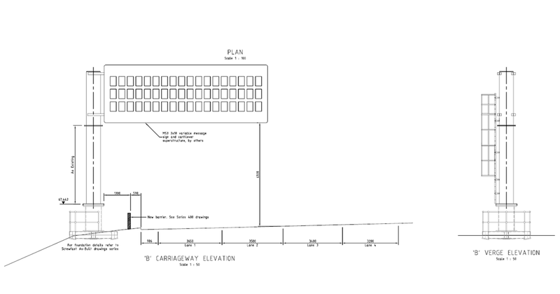 Independent calculations for UK motorway cantilever signage structure