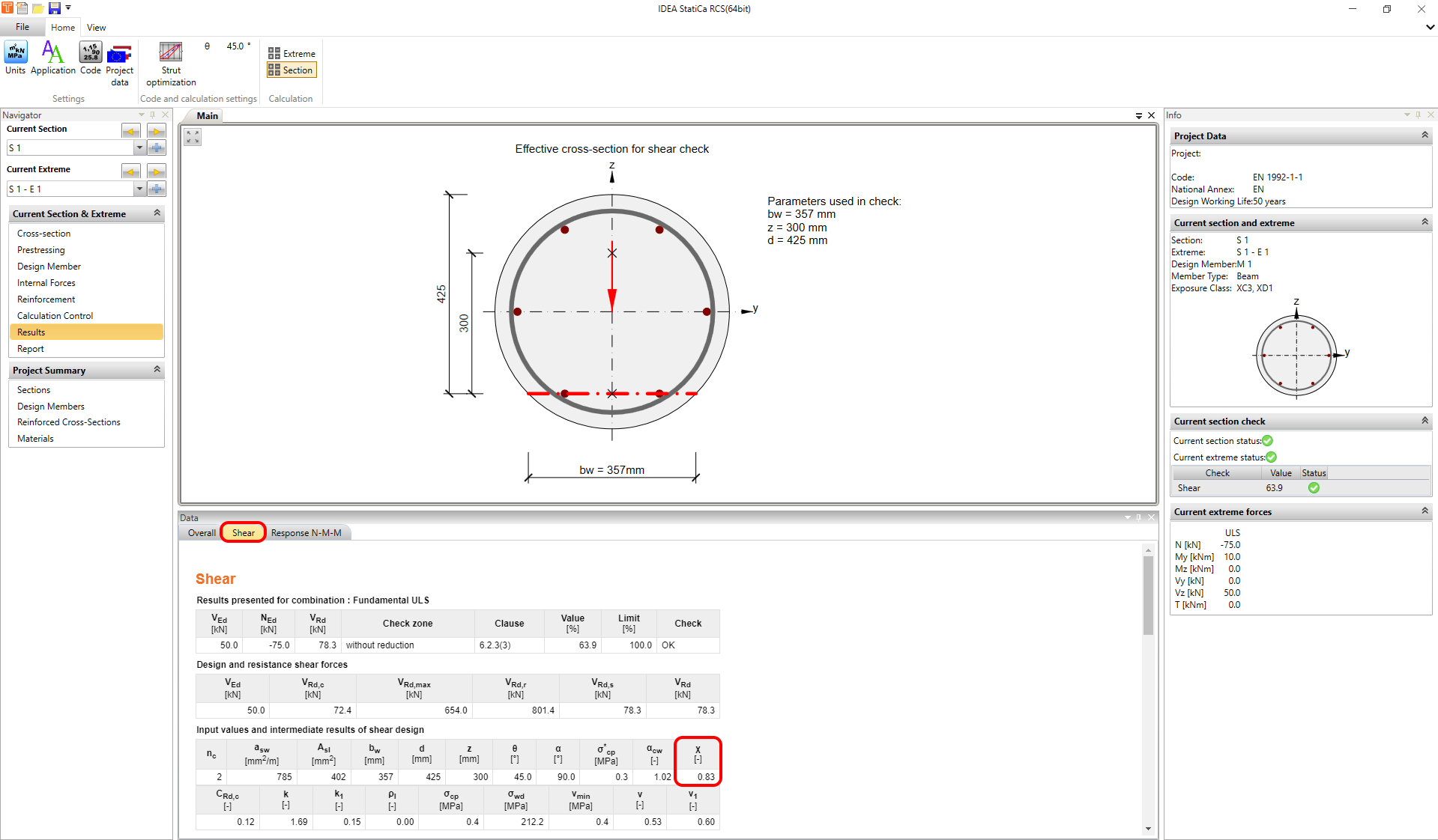 Shear in RCS circular crosssections IDEA StatiCa