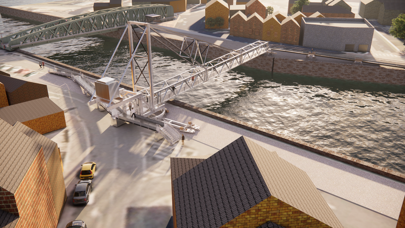 Passerelle piétonne tournante 