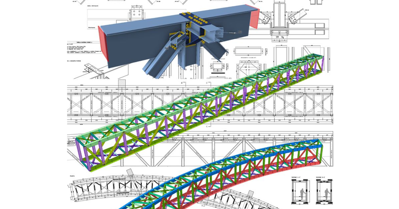 Pedestrian bridge in industrial complex