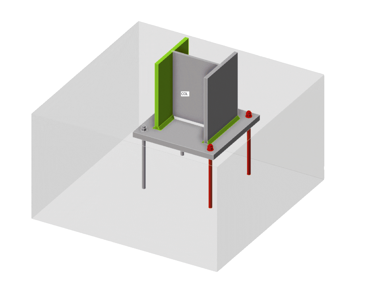 this image displays the visualisation for the check of anchoring to concrete block by a structural engineer