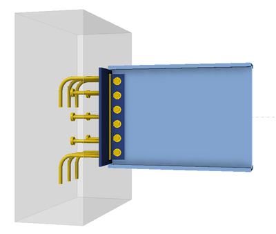 Embedded plate with headed studs and welded rebar