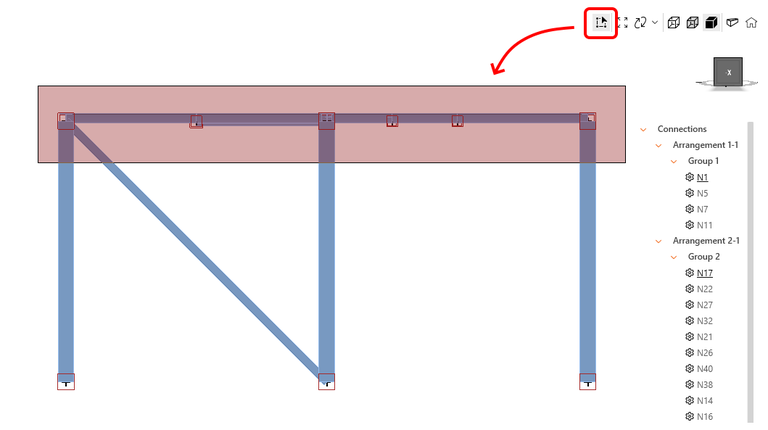 *Bereichsauswahl* 
für Bauwerksteile