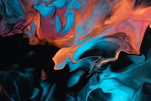 Türkis Orange Schwarz marmorierter Hintergrund