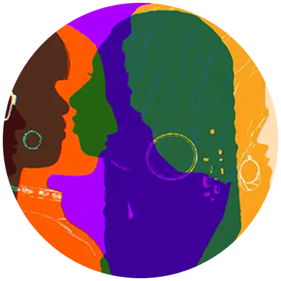 Colorful silhouettes of women for women in leadership statistics. 
