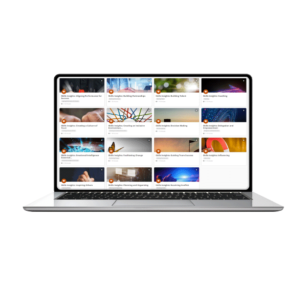 Laptop with DDI's Leadership Skills Insights assessments for development up on the screen
