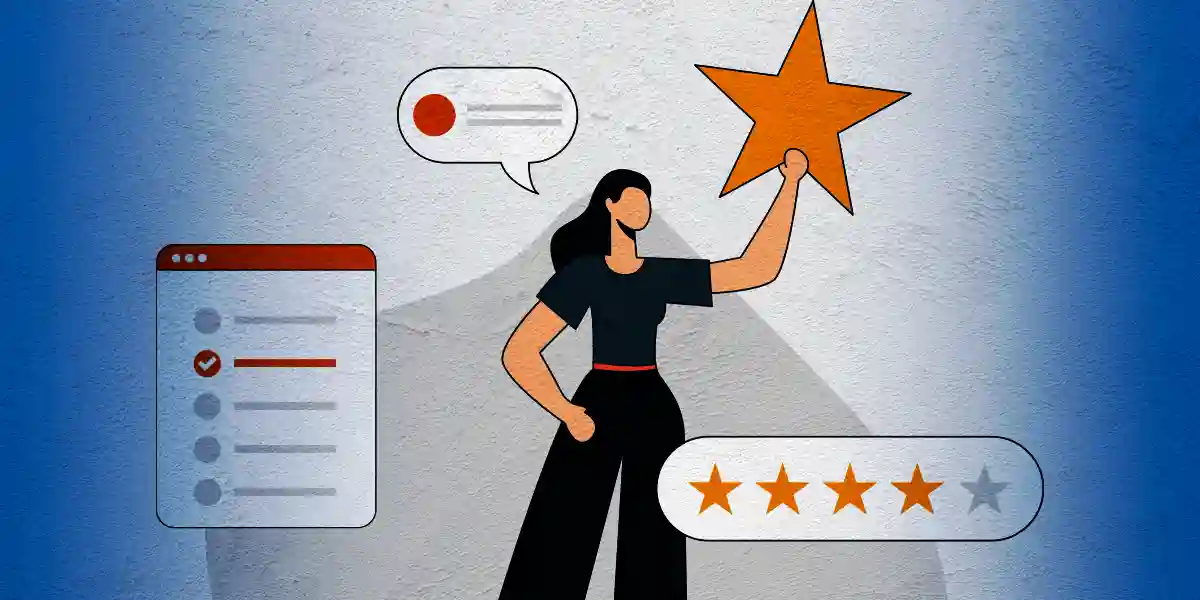Illustrated woman with dark wavy hair holding a star to represent leadership assessment best practices. 