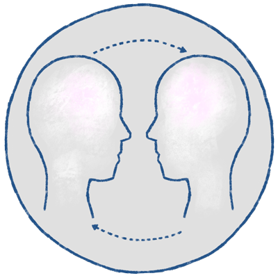 silhouettes of two people with arrow connecting both silhouettes together to represent how emotional intelligence and communication improves empathy
