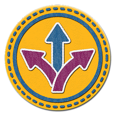 decision making badge (3 arrows) to represent one of the core leadership skills