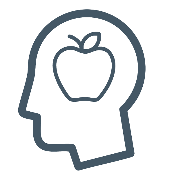 icon of a head with an apple inside to show that a learning agility best practice is leading with a learning mindset