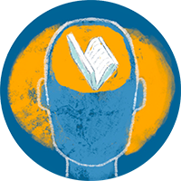 illustration of a head with a book inside the brain to show that the first top leadership development challenge for HR pros is about making learning relevant