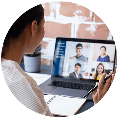 a woman professional on a virtual meeting to show that this reason why leadership development fails is not using the virtual classroom