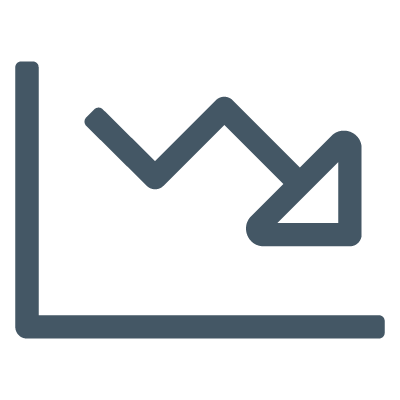 line chart decreasing with time