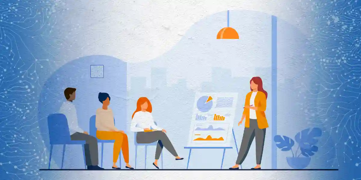 Woman leading a training meeting.