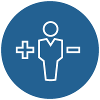 person icon with a plus sign to the left and a minus sign to the right