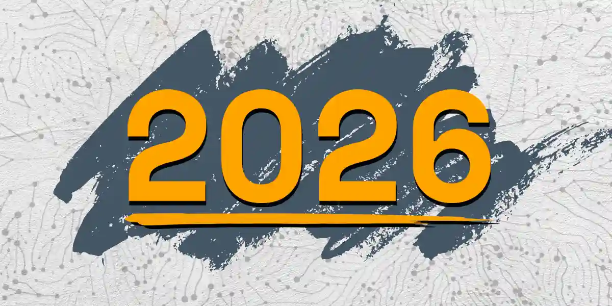 Gold numbers 2026 with a gray background to reference the top leadership trends of 2026.