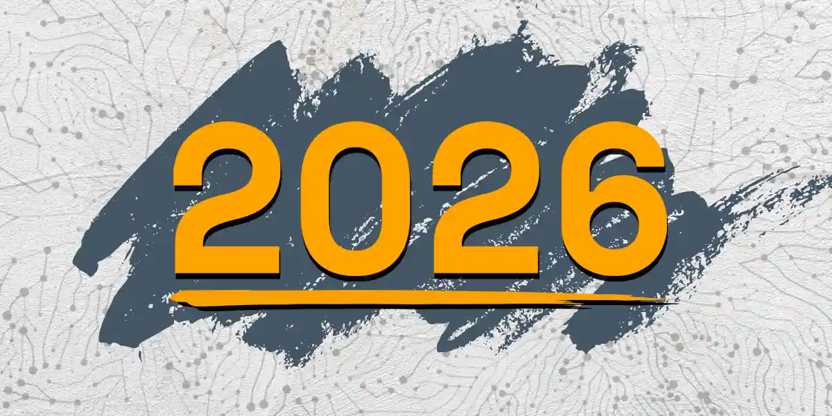 Gold numbers 2026 with a gray background to reference the top leadership trends of 2026.