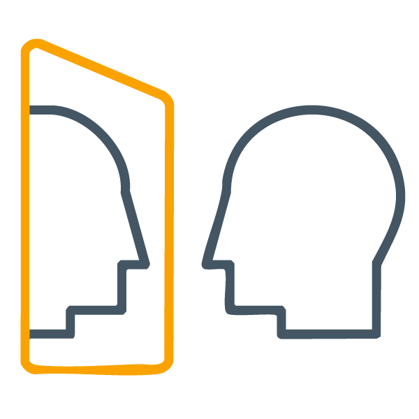 icon of a head of person looking in a mirror to show that purpose-driven leaders have high self-awareness and emotional intelligence