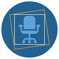 illustration of an office chair with two off-center squares around it, demonstrating how focus can be misaligned among C-suite teams