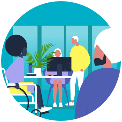 illustration of a group of diverse leaders working together