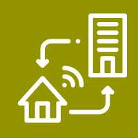 icon of a home with arrows on each side of it also pointing to an office building to show one of the leadership trends 2024 is hybrid work and return to office