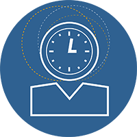 an icon of a business person with a clock as his head to show this reason why executives fail is because they are dealing with change at a rate they haven’t had to deal with before