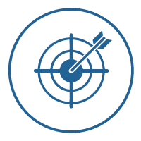 bullseye chart with an arrow through the center to show that this best practice for building a strong leadership pipeline is that leadership behaviors must be a hyper-focus