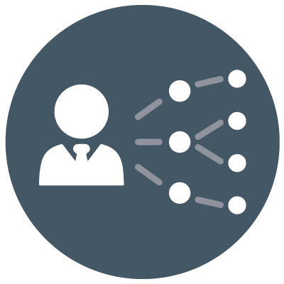 icon of a leader beside an org chart show that one strategy to build a healthy leadership culture is offering development across the leadership pipeline