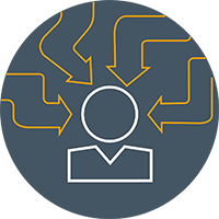 wavy arrows pointing to an icon of a business person to show this reason why executives fail is because they don't know how to deal with the ambiguity that comes with bigger, more strategic roles