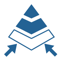 pyramid with arrows pointing to the bottom of it to show that this best practice for building a strong leadership pipeline is that succession needs to start at the bottom