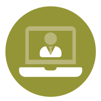 Person on laptop participating in a video call for middle manager development. 