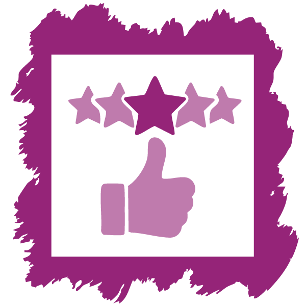 icon of a thumbs up below five stars to show that enhanced customer satisfaction is a key part of the ROI of leadership development