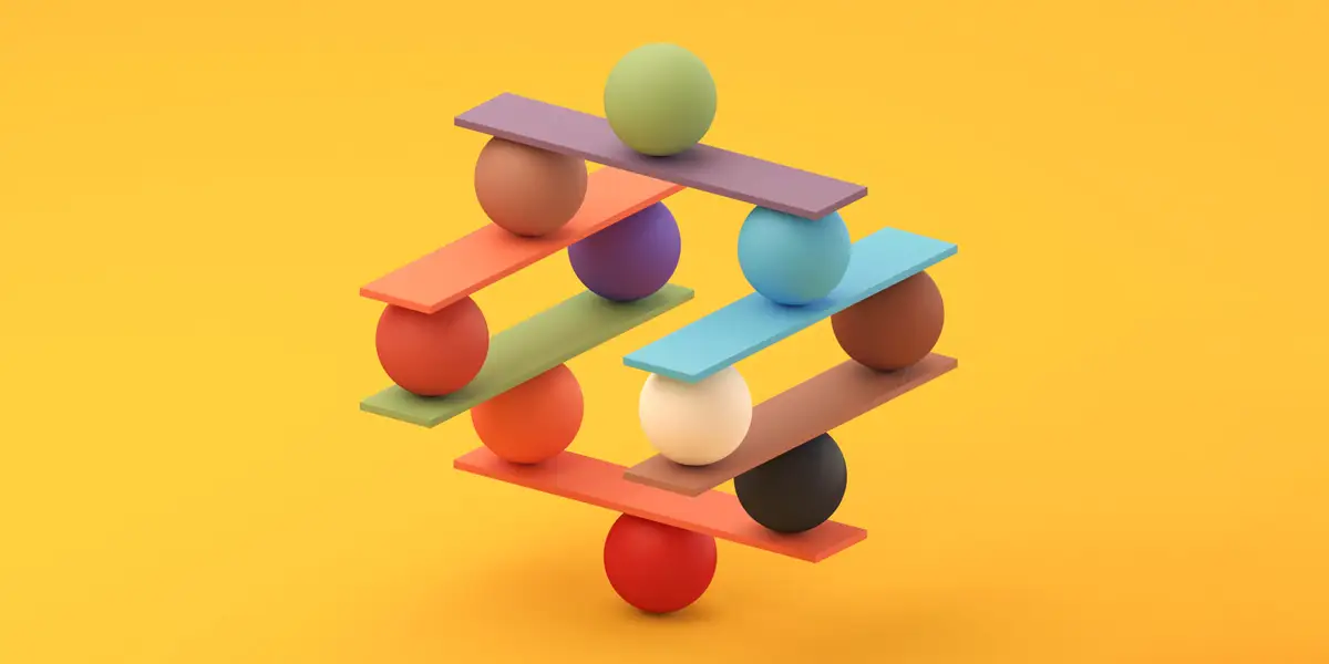 A set of multi-colored building blocks, a metaphor to show that DDI's Leadership Development Subscriptions have all the content you need to develop all levels of leaders in your organization