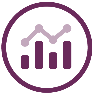 icon of a bar chart and a line graph to show that HR analytics is one of the top 10 hot leadership topics for 2022