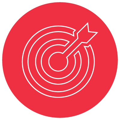 icon of an arrow hitting a bullseye shows that relevance is a learning design principle that engages leaders