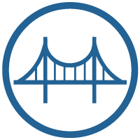 icon of a bridge to show that one of the four tactics women executives can use to address the age gap is to make time to build bridges/network
