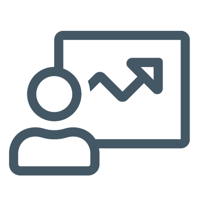 icon of a person standing in front of a zigzagging line to show that receiving feedback leads to higher engagement from leaders