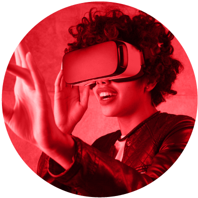 a person with a VR headset on to show that creating better employee experiences  is number 6 on the list of 10 hot leadership topics for 2021