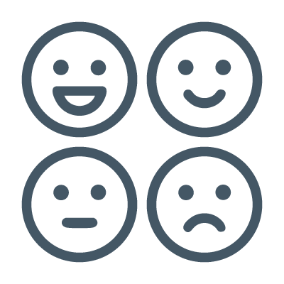 smiley faces to measure reactions, ranging from frowning to grinning