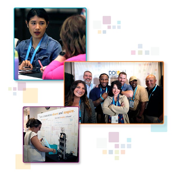 Better Leaders Summit 2024 recap of DDI clients smiling, posing for pictures, and interacting with one another