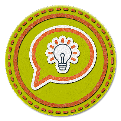 compelling communication badge (lightbulb) to represent one of the core leadership skills