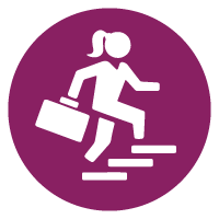 icon of a woman professional climbing stairs to show a career network is one type of network every woman leader needs