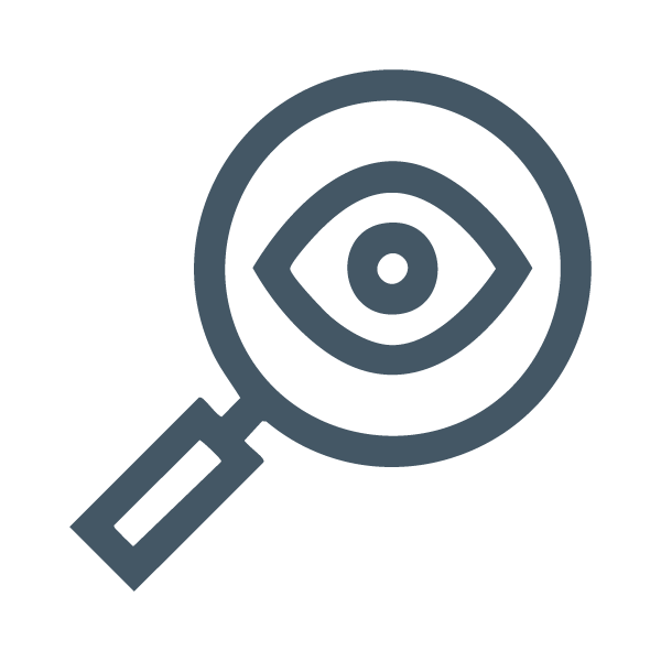 icon of a magnifying glass amplifying an eye shows that responsible AI in learning and development is transparent