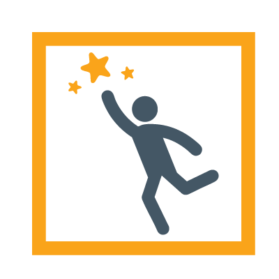 icon of a person reaching for stars