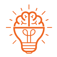 light bulb icon with the top of the bulb showing the top part of a brain to show this section covers the top talking points for your first successor development invitations conversation 
