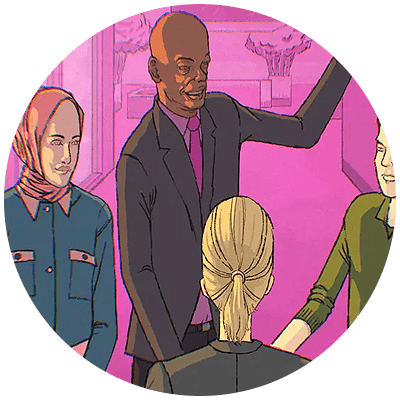 group of four people talking and smiling to symbolize one of the top leadership articles of 2023