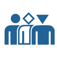 three people icons, each with a different shape for a head to show that this best practice for building a strong leadership pipeline is that diversity is an important part of well-planned-out leadership pipeline strategy