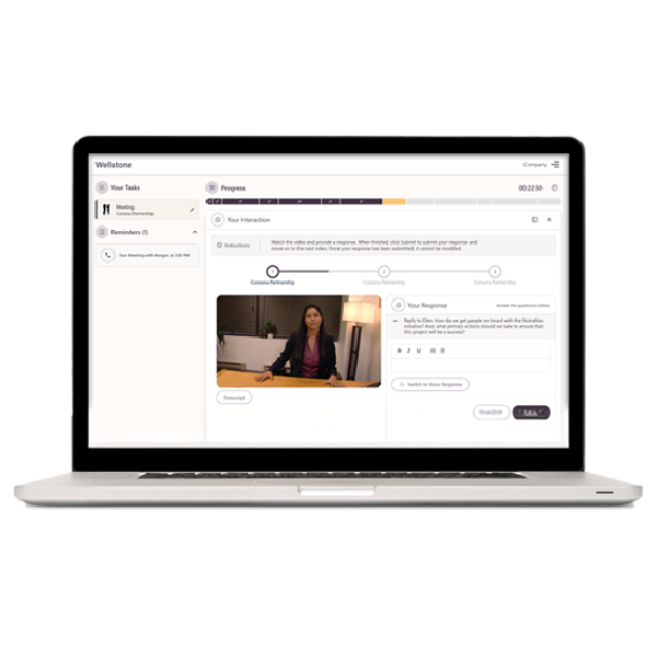 laptop screen shows an executive assessment simulating business challenges?fm=webp&q=65